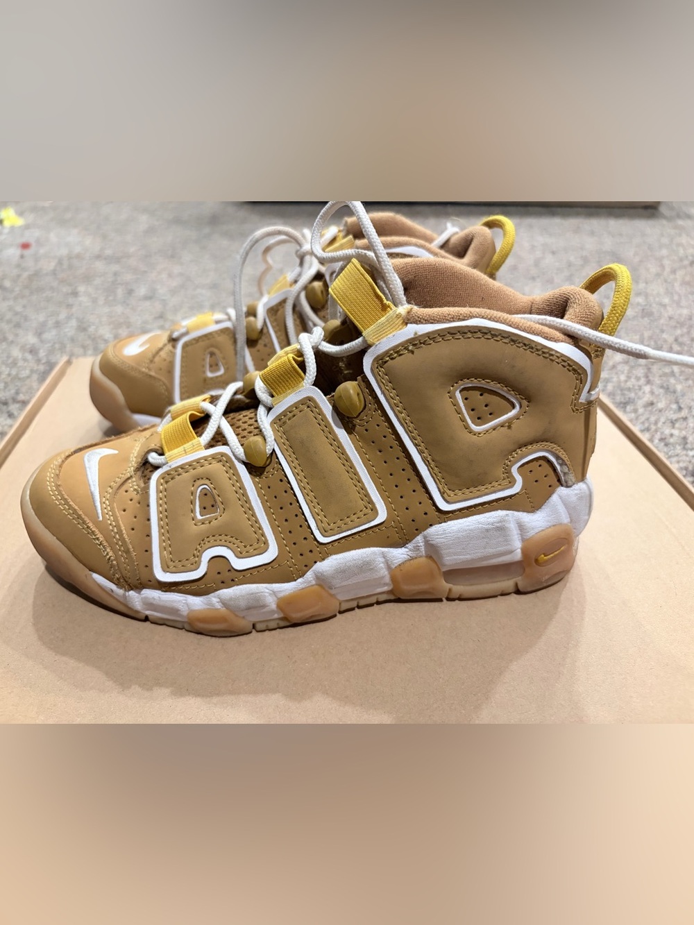 Nike Kids Brown and Yellow 'Air' Mid-Top Sneakers